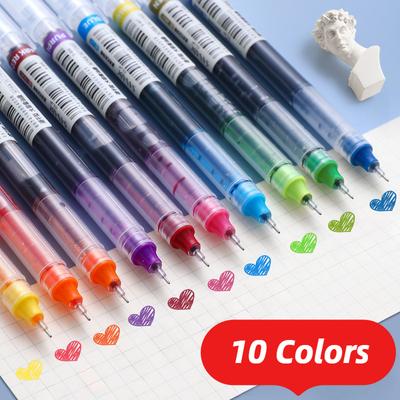10 STUKS Rechte Vloeibare Sneldrogende Neutrale Pen 10 Kleuren 0.5mm Kantoor School Pen