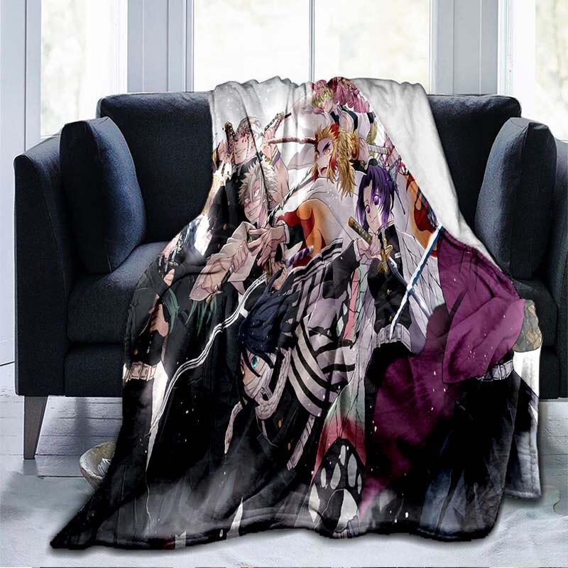 Devil's Blade Anime Home Textile Demon Slayer Kimetsu No Yaiba Kamado Tanjirou Nezuko Double Plush Lamb Down Blanket Bedding
