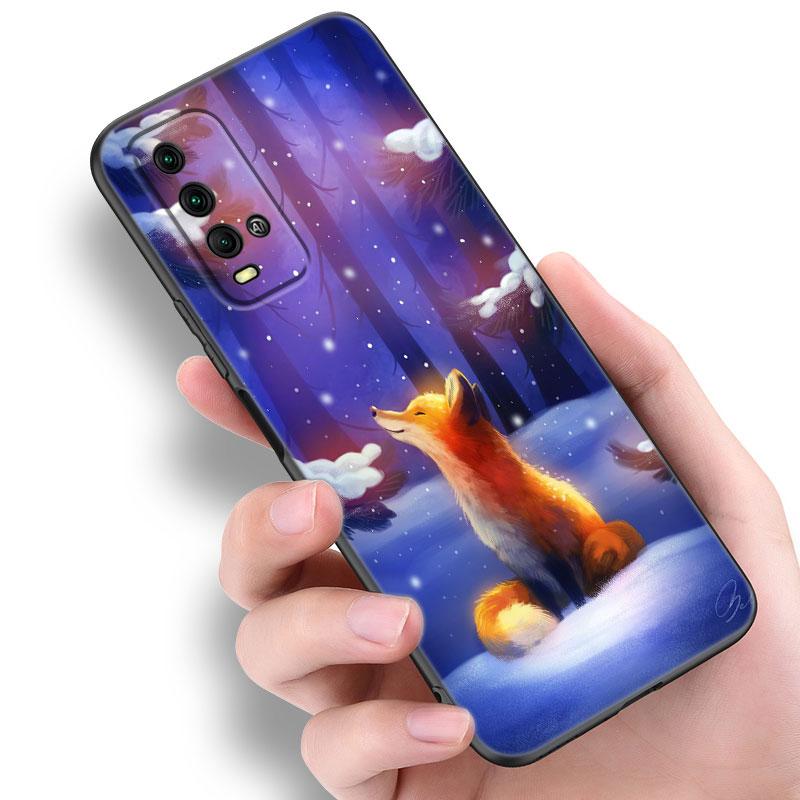 Cute Cartoon Fox Phone Case For Xiaomi Redmi Note 5 6 9T K20 K40 K50 Pro 7A 8A 9A 9C 9i 10A 10C A1 S2 Soft TPU Black Cover
