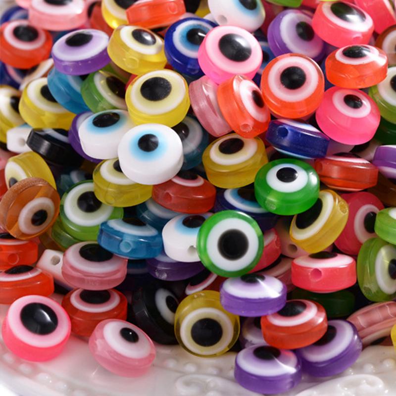400 Pcs Eye Beads Multicolor Resin Flat Round Eye Beads DIY Loose Beads Spacer Beads for Jewelry