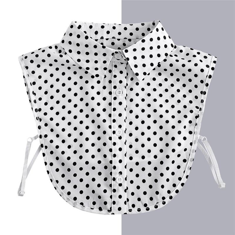 Cotton Front Tie for Women Polka Dots Fake Collar Lapel Detachable Collar Shirt Stand Detachable Female False Collar Decor