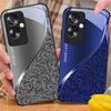 Gradient Pattern Blue For Oppo A79 5G 58 78 74 60 4G Reno 11F Realme GT 6 11 Note 50 10 C55 X2 Tempered Glass Black Phone Case