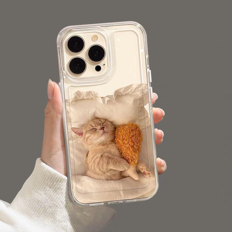 Applicable to Apple 11 mobile phone case 11 new 11promax transparent 11 creative couple simple style cute cat