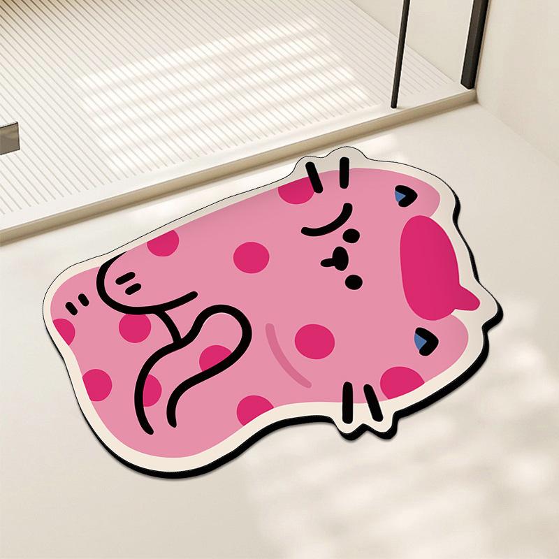 Cartoon Puppy Bathroom Floor Mat Three-Piece Set, Absorbent Non-Slip Mat, Diatom Mud Toilet, Dirt-Resistant And Wear-Resistant Toilet U-Shaped Mat