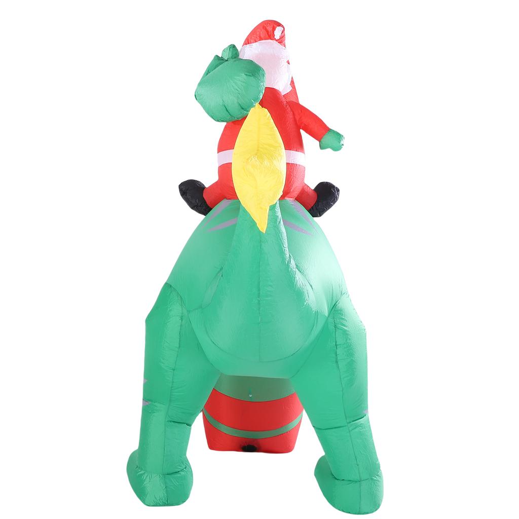 5.9FT Inflatable Father Xmas Ride On Dinosaur IP44 Water Proof Blow Up Xmas Yard Decoration for Home Outdoor Party US