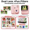 Kids Instant Color Printing Camera 1080P Colorful Po Thermal Print Toys Camera Video Games Music Children Boys Girls Gifts