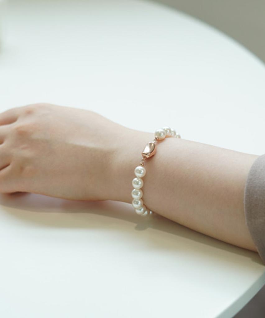 Alleun Swarovski Pearl Bracelet Silver 925 Bold Beans (Type B)