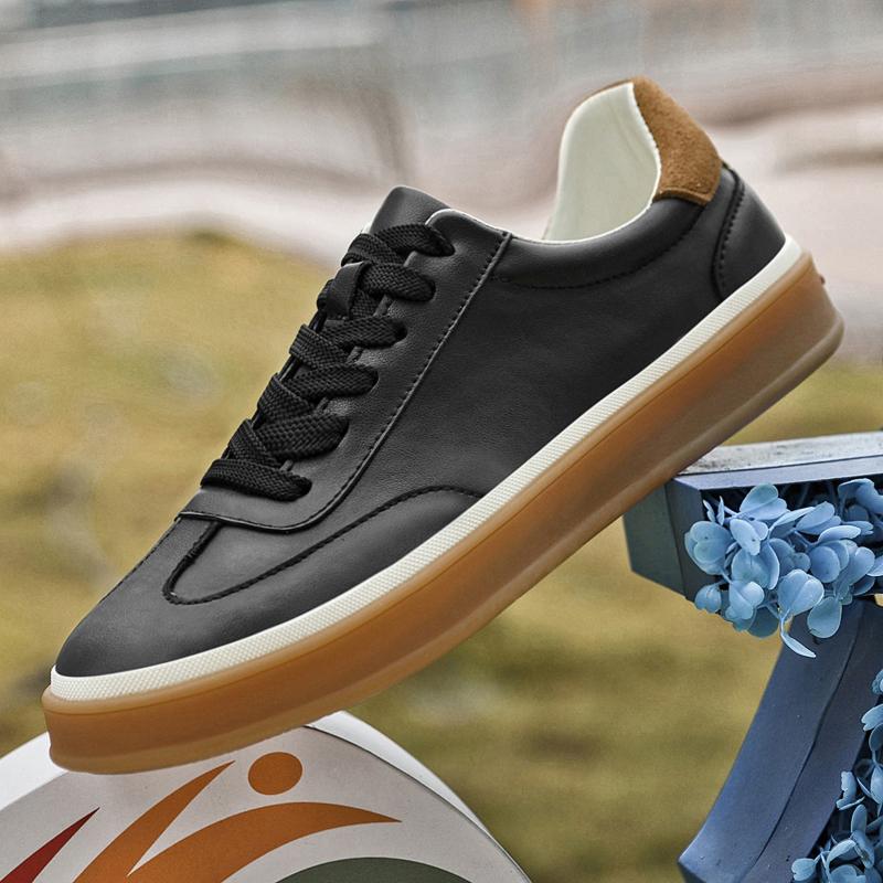 Fashion Genuine Leather Black White Shoes Men Casual Shoes Cool Street Young Sneakers Versatile Male Skateboard Footwear Tenis Masculino