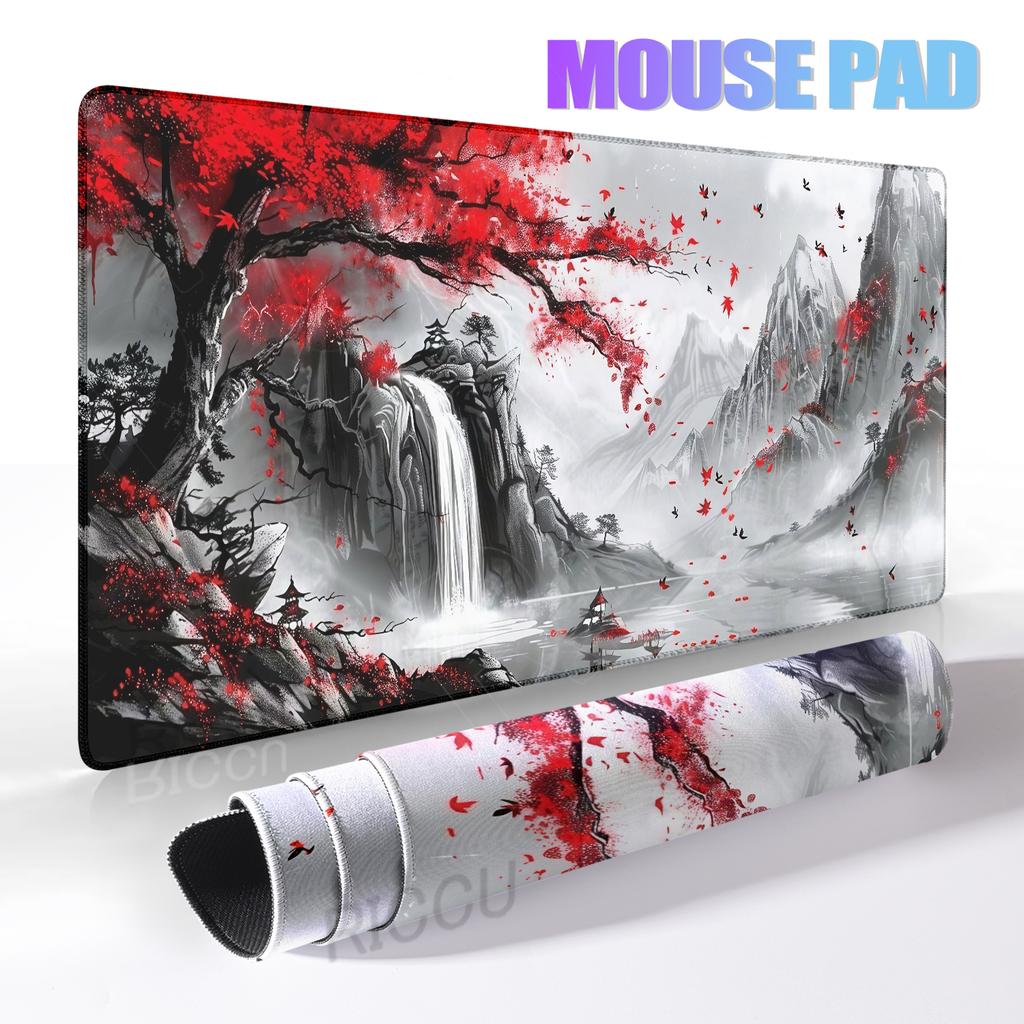 Red and Black Art Landscapes Large Mouse Pad Antislip Rubber Desk Mat Office PC Accessories Keyboard Mouse Mat Tapis De Bureau