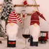 Christmas Wine Bottle Cover Set Santa Snowman Woven Wine Bottle Bags For Christmas Party Dinner Table Decorations New Year Gifts