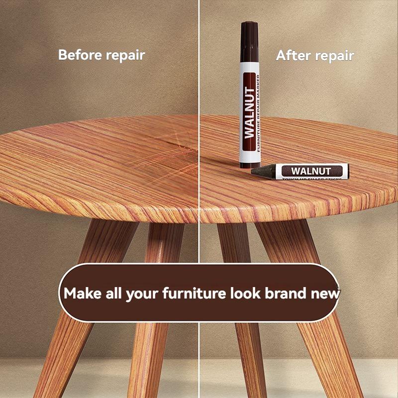 6-21pcs Furniture Markers Crayon Sharpener Set, Wood Scratch Repair Kit Waterproof Pen for Floors Tables Desks, Stains Oak Maple