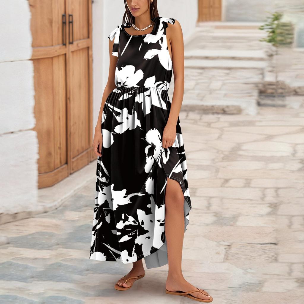 Women's Summer Fashion Tank Dress A-Line Sleeveless Casual Floral/Solid Pocket Dress