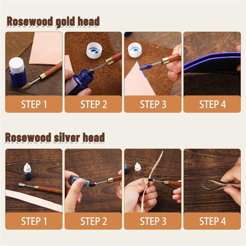AEE4-2Pcs Leather Edge Dye Pens, Leather Edge Roller Pen Applicator, Leather Edge Printing Tools For Leather Craft DIY Work