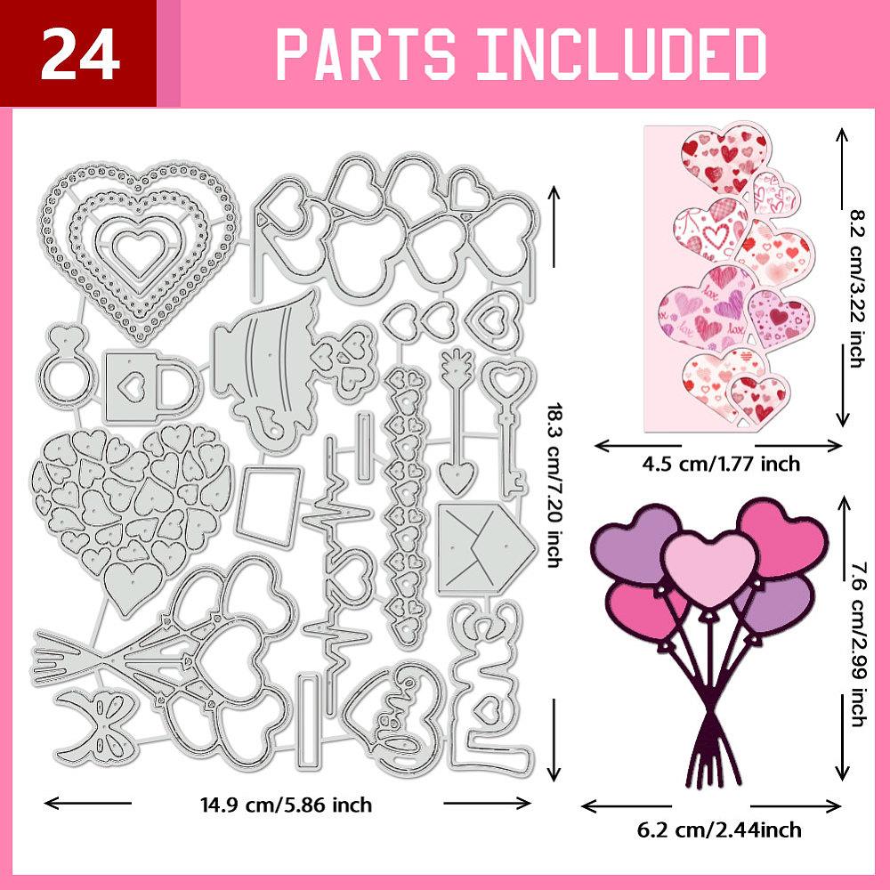 Valentine's Day Carbon Steel Cutting Dies Stencils, for DIY Scrapbooking, Photo Album, Decorative Embossing Paper Card, Heart, 149x183x0.8mm