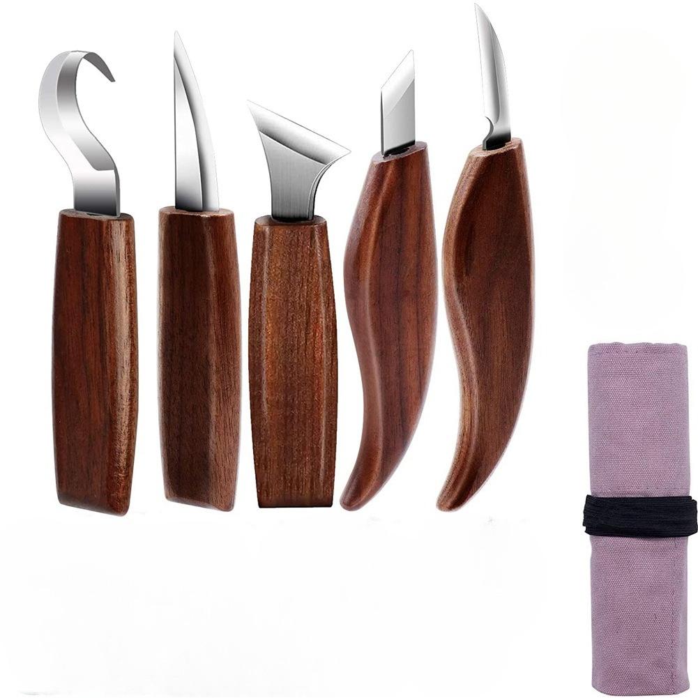 8pcs Wood Carving Kit Wood Carving Tools Hand Carving Knife Set with Needle File Wood Spoon Carving Kit for Beginners Whittling 7-piece set