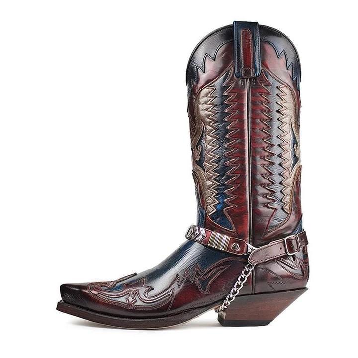 Men'S Knight Point Embroidered Medium Tube Versatile Men'S Boots 38 To 48