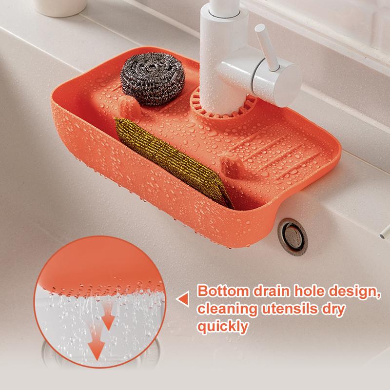 Silicone Faucet Mat for Kitchen Sink Splash Drain Pad Faucet Splash Catcher Countertop Protector for Bathroom Soap Drainer Tray