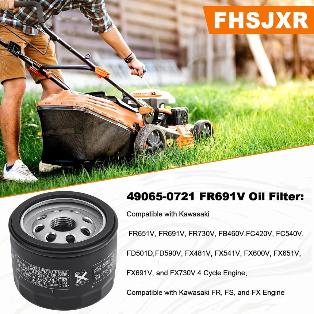49065-0721 Oil Filter 49065-7007 For Kawasaki FR691V FR730V FR651V FR600V FX600V FX730V FS691V FS651V FR651V Engines, Pack Of 2