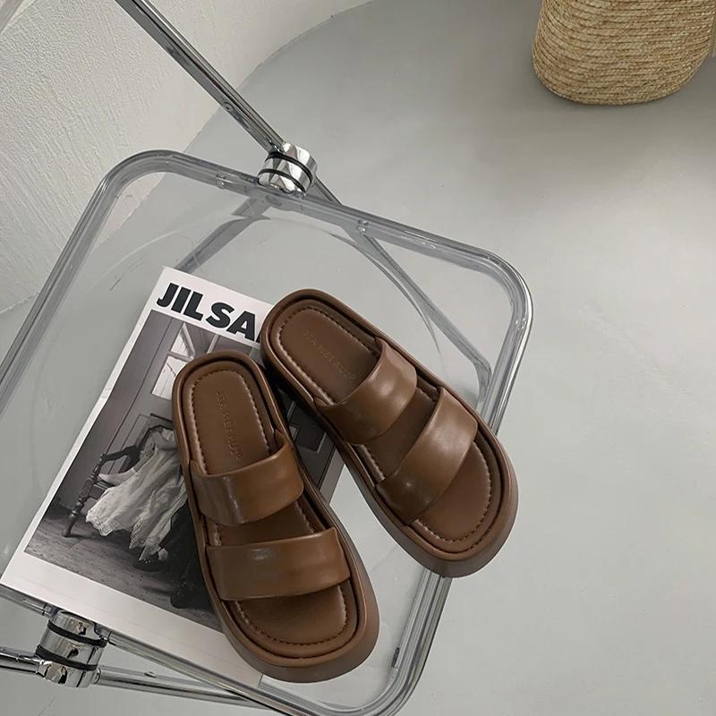 

Мода 2024 Новые летние сандалии-гладиаторы Модные туфли на плоской подошве Элегантные тапочки с открытым носком Комфортные пляжные шлепанцы Size 35(foot 22.5cm) коричневый