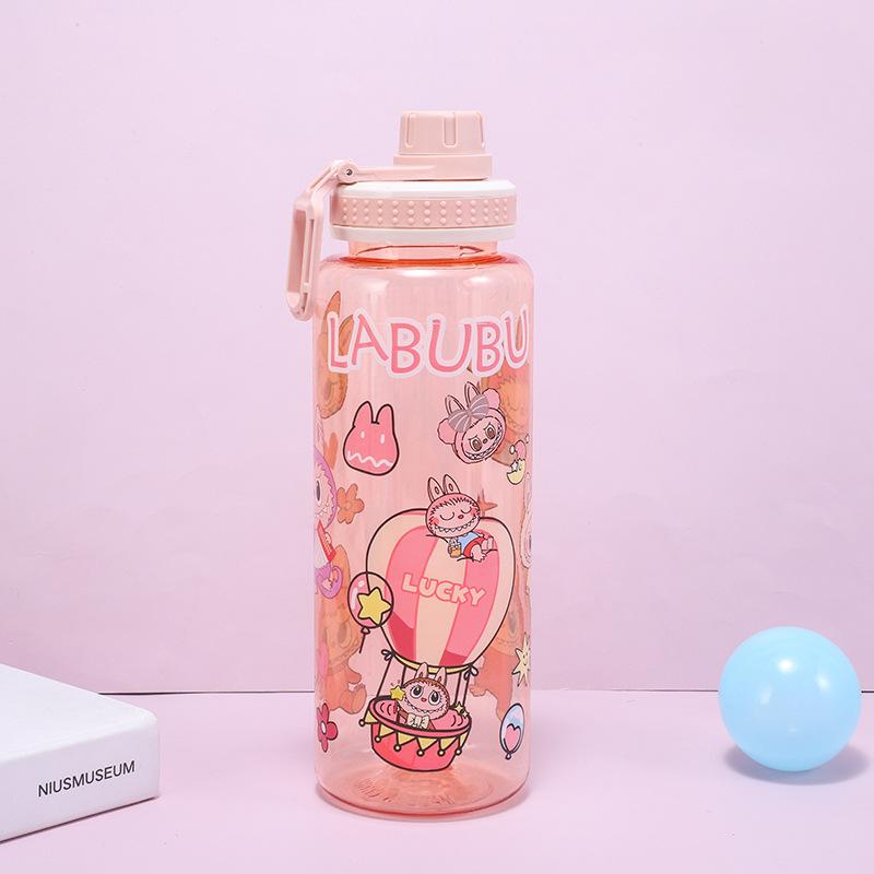Cartoon Children s Plastic Cup High Value Large Capacity Transparent Children s Water Cup Handle Portable Large Capacity 1000ml