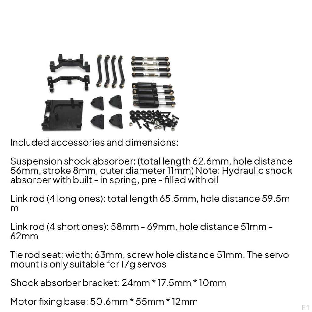 RC Car Aluminum Parts Kit with Shock Absorbers Metal Dampening System for Trail Tuning Red