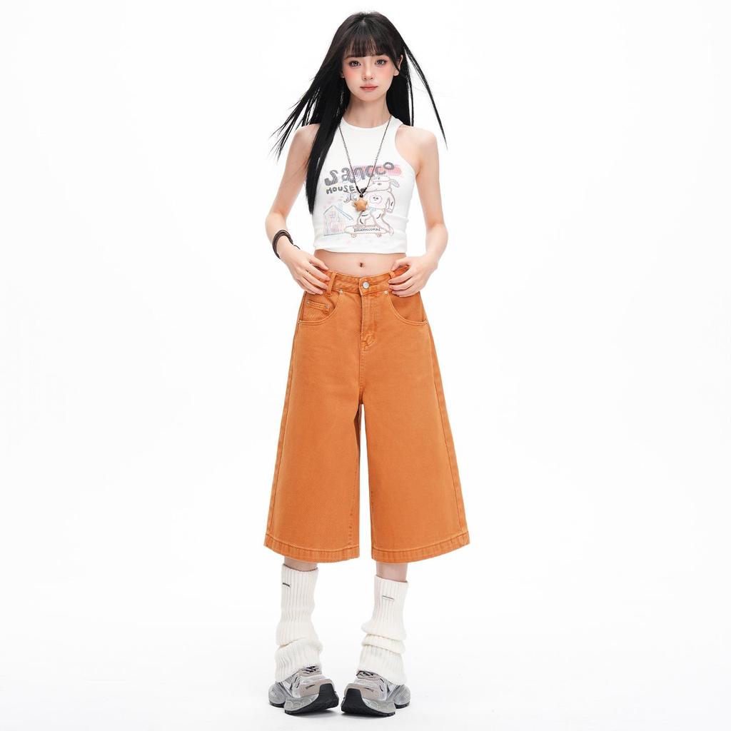 American Orange Cropped High-Waisted Wide-Leg Jeans for Women - Spring/Summer 2026 Collection