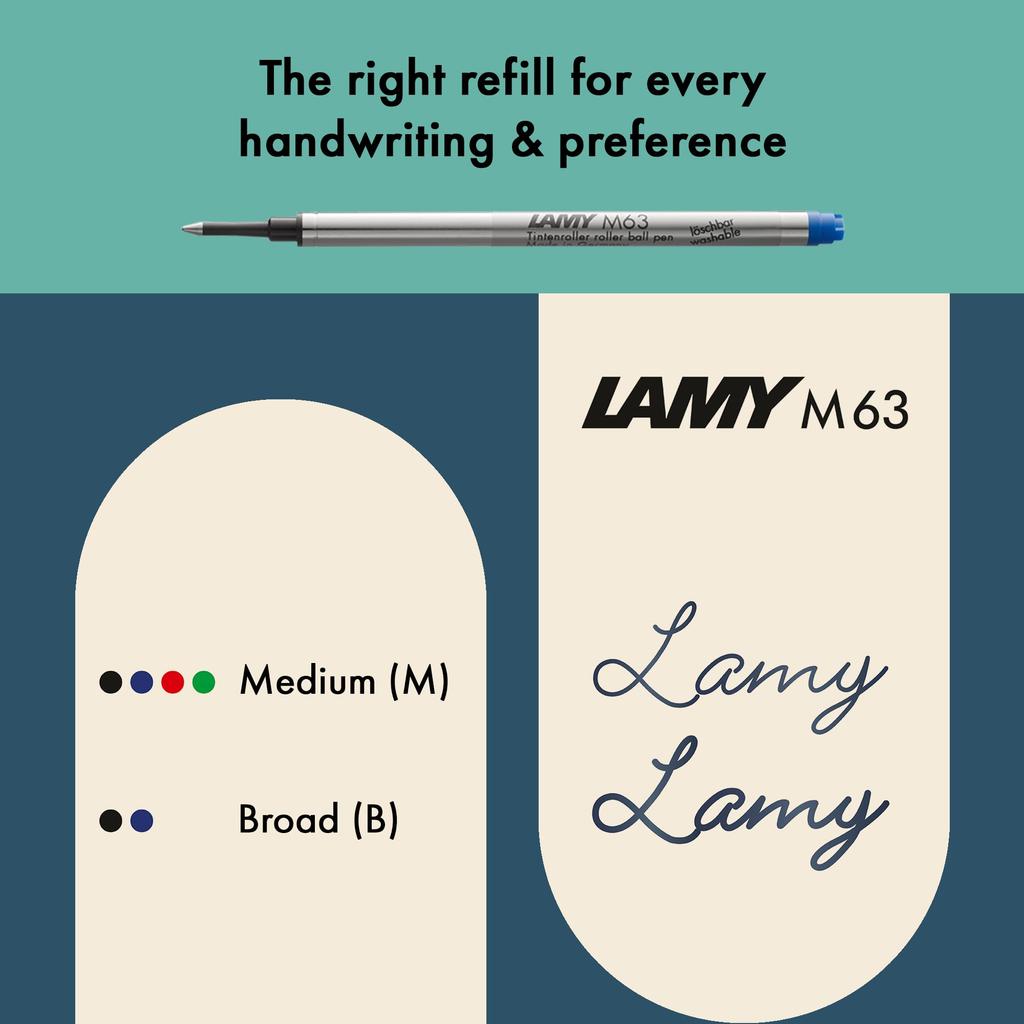 Lamy Mint Transparent Rollerball Pen with an Ergonomic Grip and Medium Line Lightweight Aluminum Includes a Medium Rollerball 63 AL-star - Width.