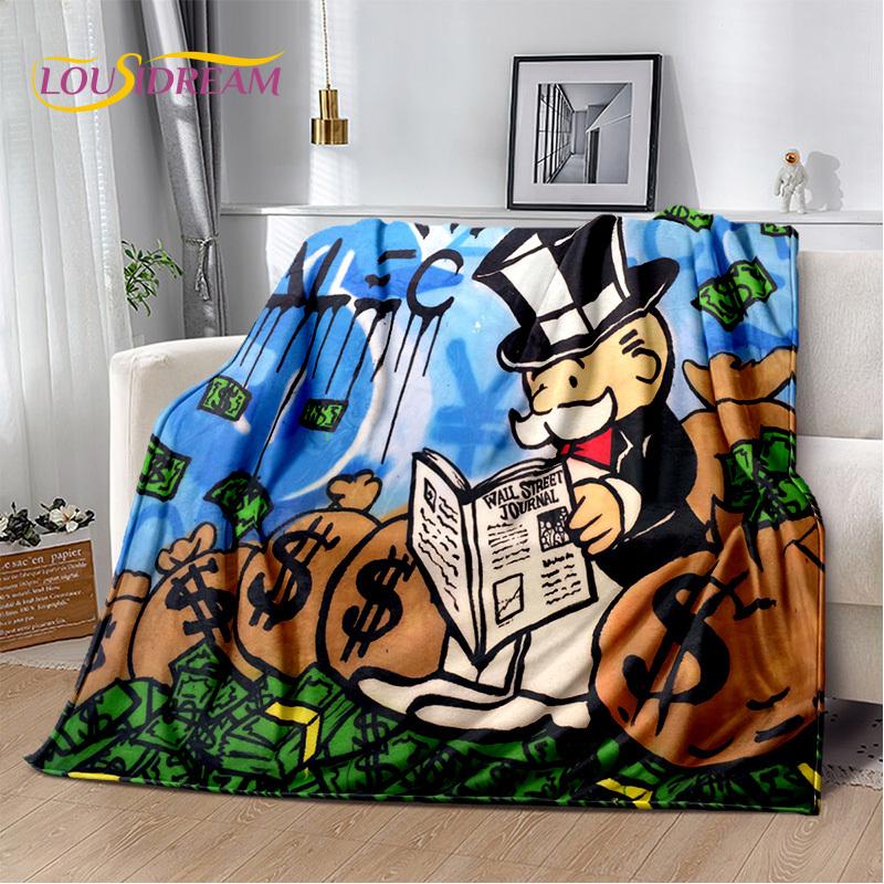 Games Dollar Monopoly Cartoon Money Soft Blankets,Keep Warm Throw Blanket Comfortable Blanket for Picnic Beds Sofa Home Bedroom