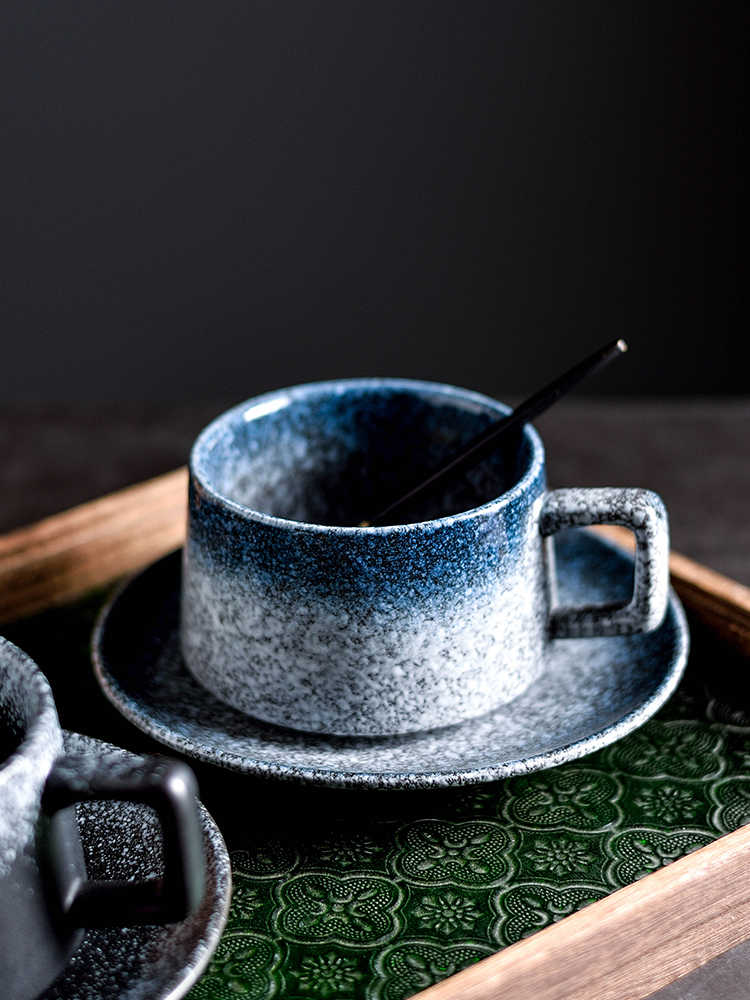 

New Retro Style Coffee Cup Dish Set Premium Light Luxury Cup Plate Set High Beauty Japanese Milk Cup High End Exquisite Women 200-400ml