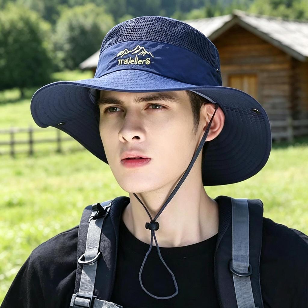 Men's Wide Brim Sun Protection Hat for Summer Outdoor Activities, Fishing, and Mountaineering