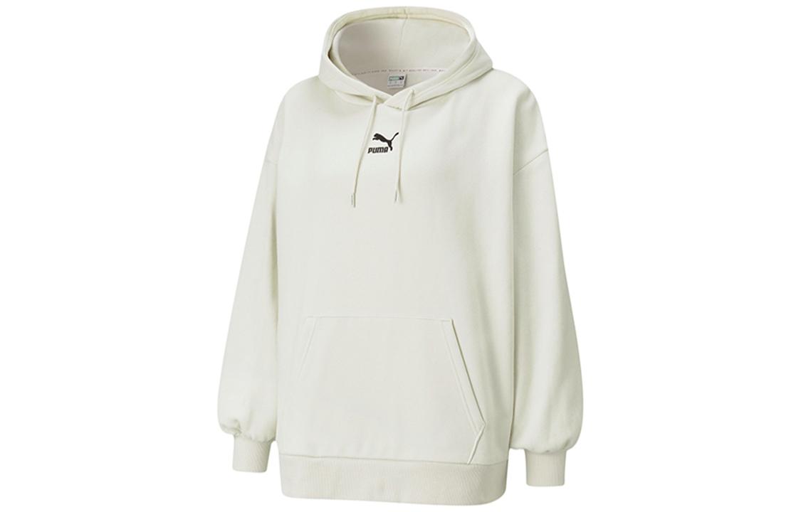 PUMA Classics Oversized Logo Fleece Lined Thermal Casual Loose Fit Hooded Sweatshirt Winter Women s Smoke Gray 530280-05 L