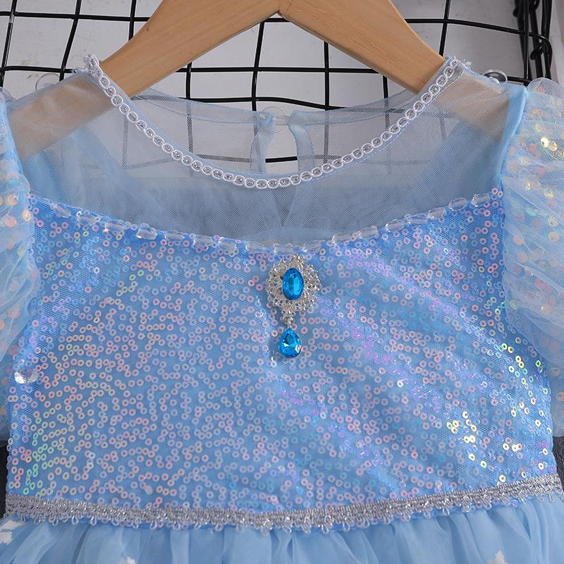 Elsa Princess Short-Sleeve Evening Gown for Girls - Summer 2025 Style Birthday Dress