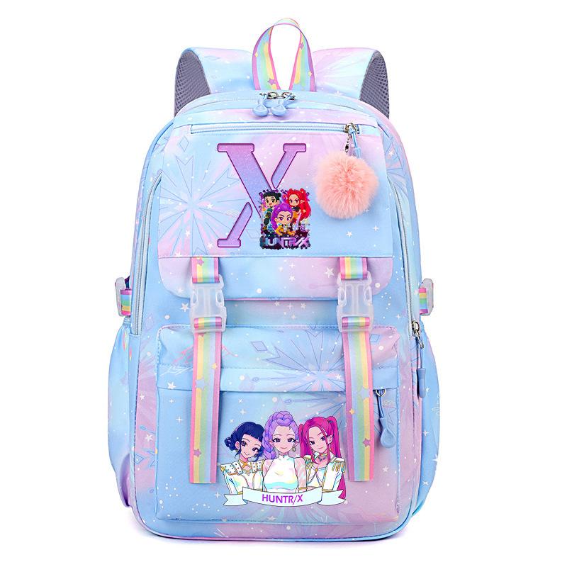 Anime Cartoon Letter Print Small Fresh Rainbow Backpack Korean Version Trend Student Large Capacity Schoolbag