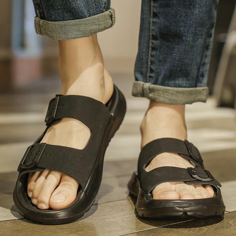 Fashion Summer Men's Slippers Classic  Trend Design Styles Outdoor Leisure Street and Beach Daily Comfortable Shoes Black Versatile