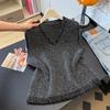 2026 Autunno Inverno Nuovo Maglione da Donna Lavorato a Maglia Perline Vintage Top da Donna Pullover Canotta Senza Maniche Larga Casual