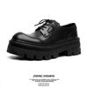Black business dress leather shoes niche high-end sense dress commuter men's shoes platform British style men's leather shoes 8133-E