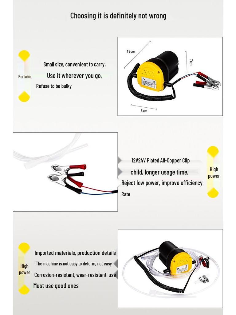 12V/24V Self-Priming Electric Oil Pump for Car Oil Changes (E18)