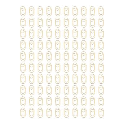 100pcs Paper Clips Portable Heart Shape Rustproof Electroplated Metal Paperclips Office Supplies Gold