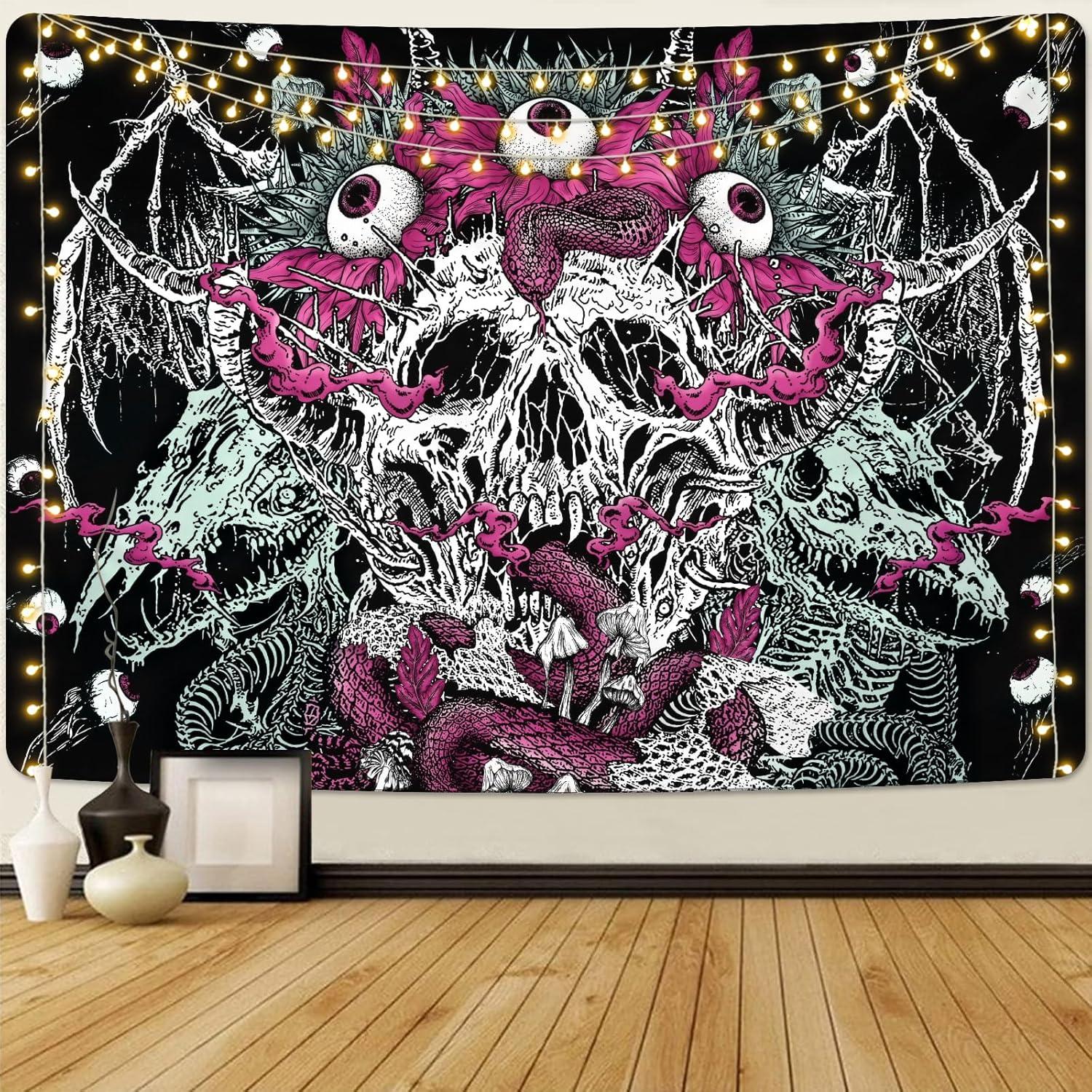 Tapestry skull with skeleton 75x100 чёрный