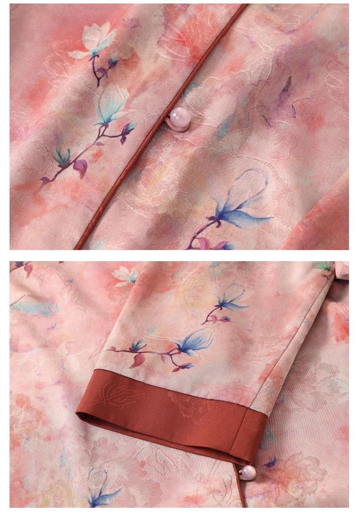 Imitation Silk Shirt for Elderly Women - Chinese National Style