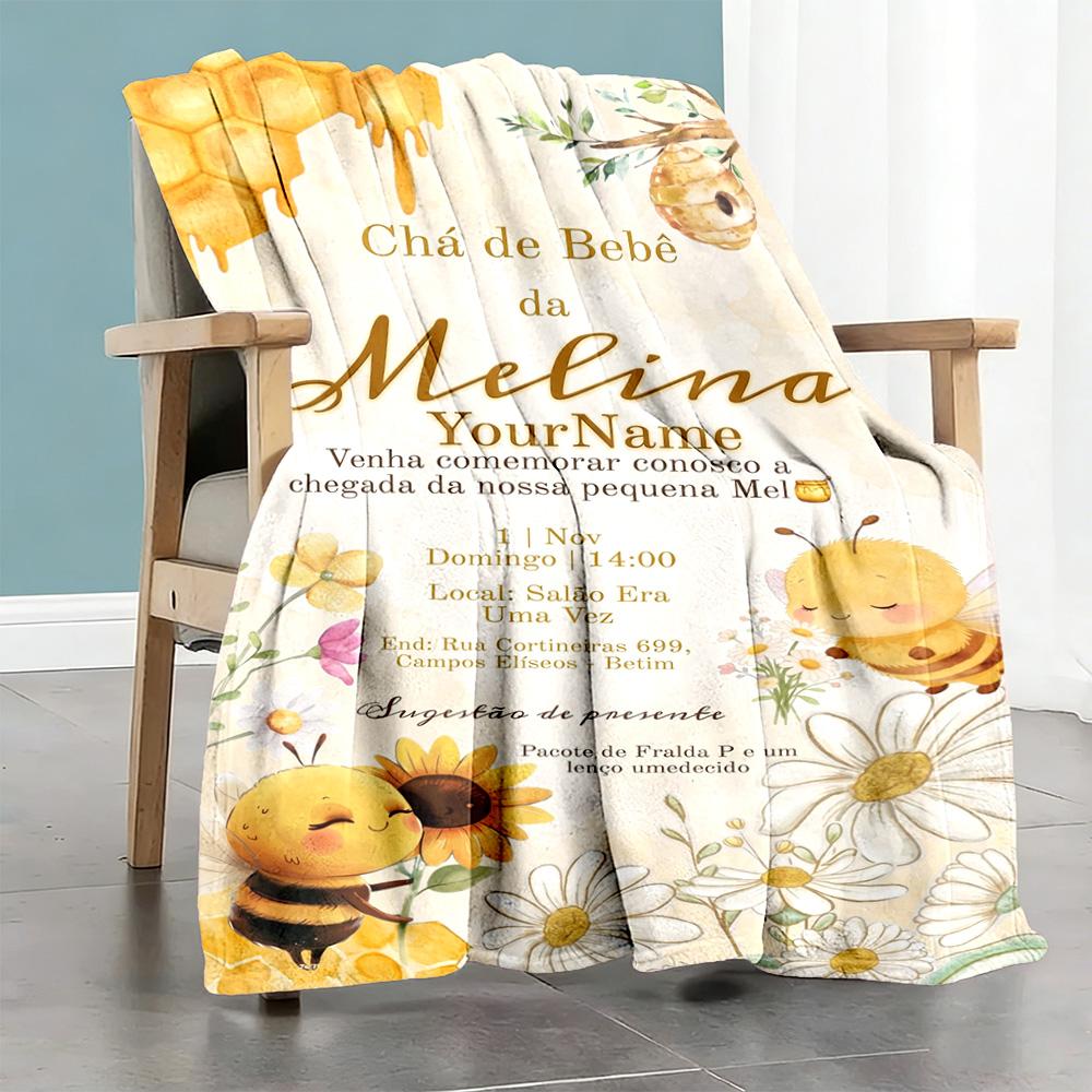 Biene Maja Customize Your Name Blanket Cozy Customizable Blanket Warmthful Decor Perfect for Office Office Chair Living Room Home Decor
