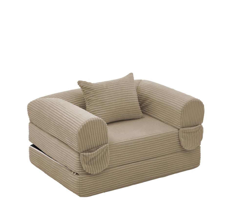 Corduroy Single Sleeper Sofa Convertible, Folding Sofa Bed, Space-Saving Guest Bed, High-Quality Corduroy Fabric, for Living Room, Bedroom, Apartment
