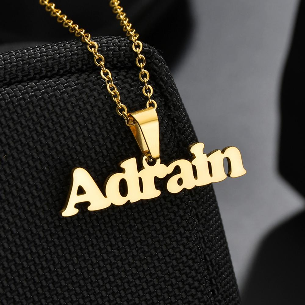 Customized Names Pendant Necklace Stainless Steel Personalized Jewelry Cuban Thick Chain for Men Women Detachable Necklace Gift