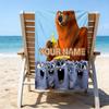 1pc Grizzy Bear Beach Towel with Custom Name, Beach/Swimming/Bath/Picnic/Camping Towel, Suitable for Seaside Beaches