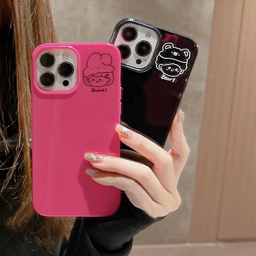 Suitable for couples, iPhone 16, Apple 15 Pro Max phone case, 11/Xs glossy, 8p cute, 14 couple style, 12 soft