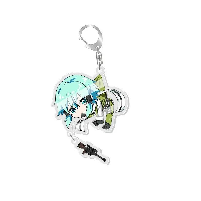 Anime Sword Art Online Kirito Keychain Yuuki Asuna Asada Shino SAO Cartoon Keyring Baji Bag Tag Accessories Decorative Gift
