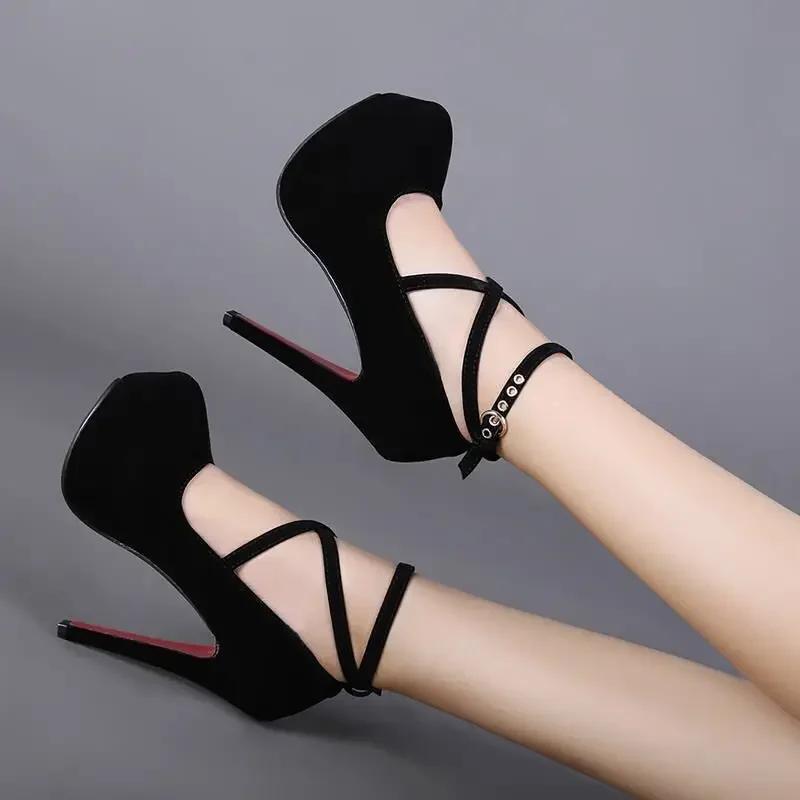 Sexy Classic High Heels Womens Sandals Summer Shoes Ladies Strappy Pumps Platform Heels Woman Ankle Strap Shoes  De Mujer