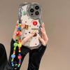 Cartoon M bean doll bracelet is suitable for Apple 16PRO mobile phone case, Huawei OPPO Xiaomi VIVO electroplated silver silicone.