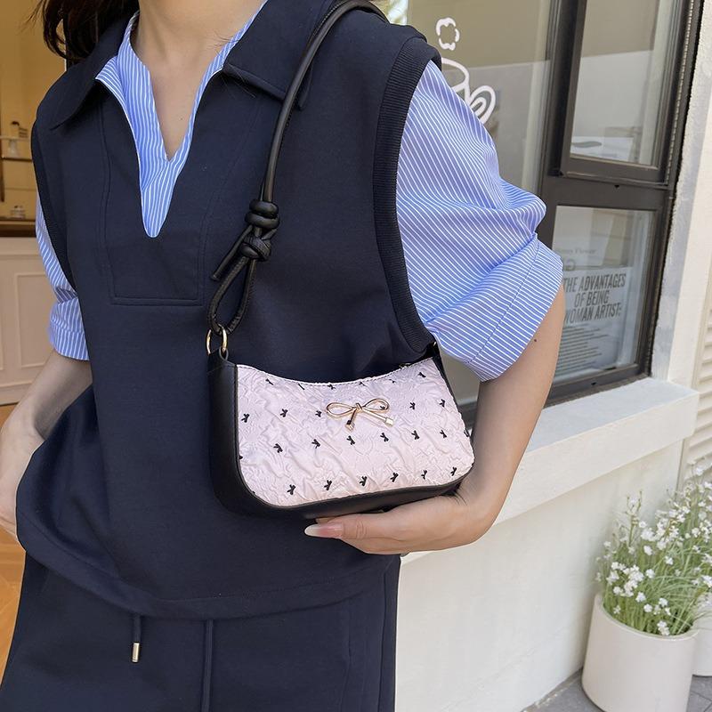 Summer New Casual Bow Handbag Trendy Versatile Cute Beautiful Single Shoulder Underarm Messenger Bag Women