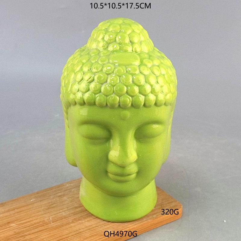 

Ferrule Ceramic Buddha Head Ornaments Manjushri Buddha Statue Home Decoration Crafts Entrance Living Room Green buddha head ornament